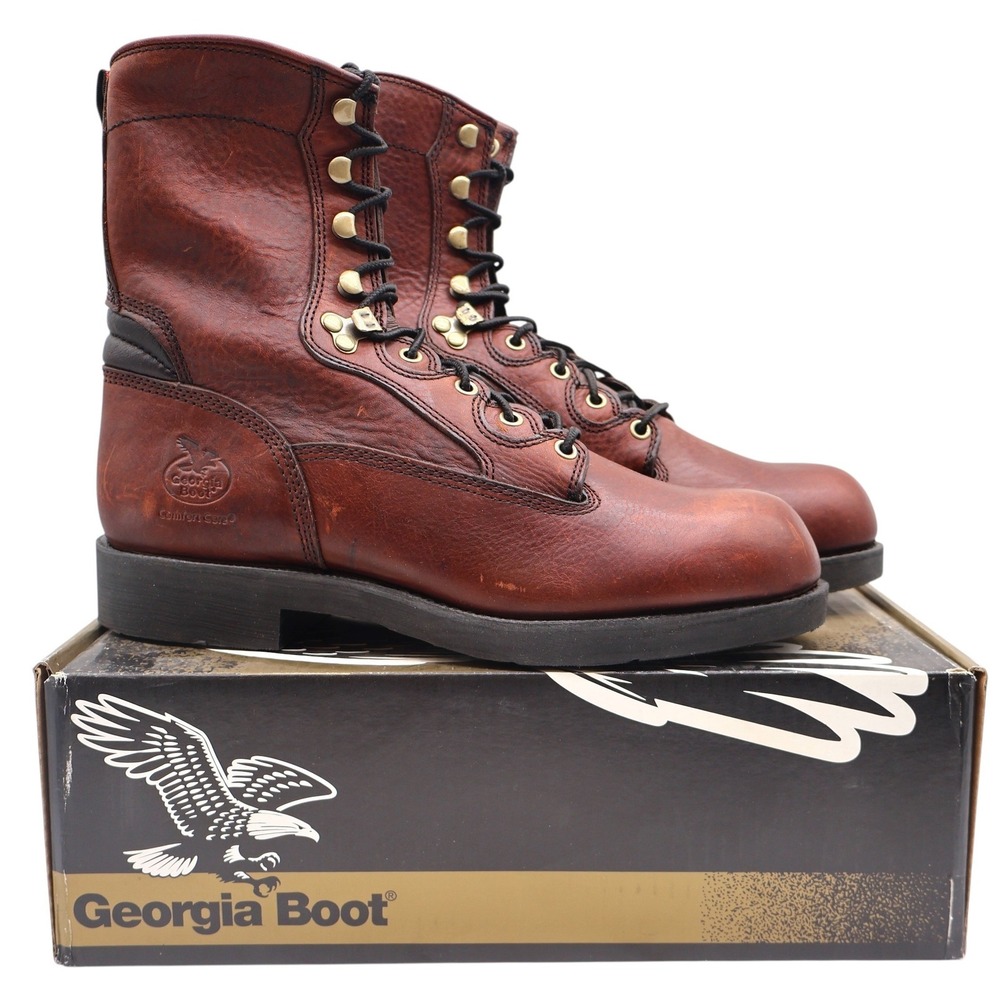 Georgia Boot Carbo-Tec G8845 Mens 11M Work Boots Roan Brown Leather 8 Inch NIB